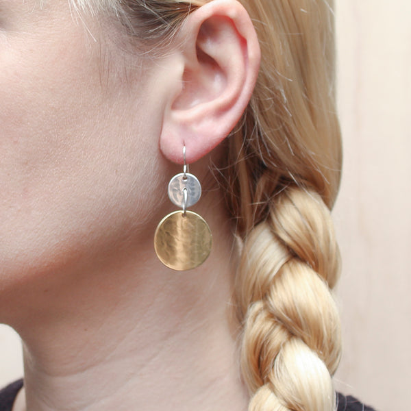 Linked Concave Discs Wire Earring