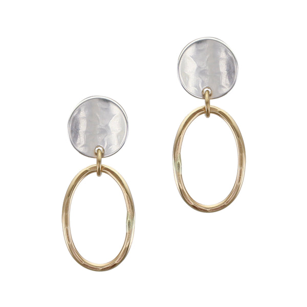 Concave Disc with Oval Ring Post Earring