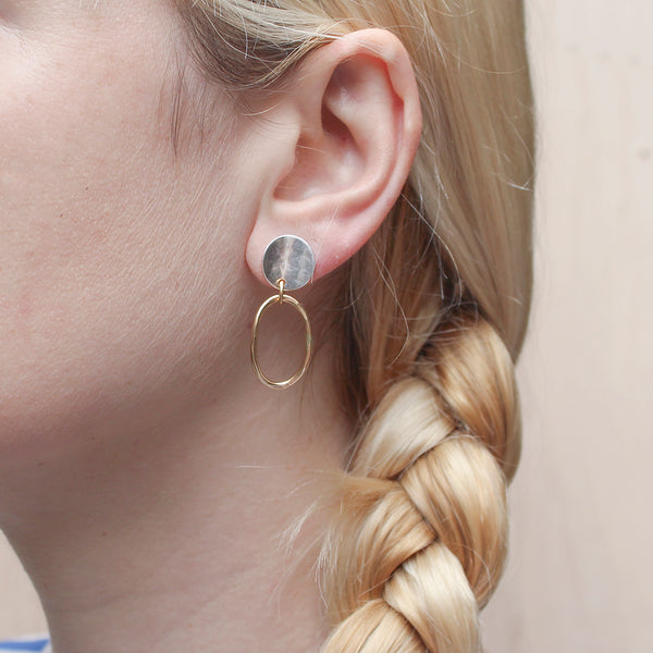 Concave Disc with Oval Ring Post Earring