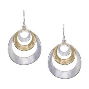 Medium Curved and Tiered Rings Wire Earring