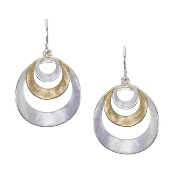 Medium Curved and Tiered Rings Wire Earring