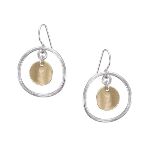 Small Hammered Ring with Curved Disc Wire Earring