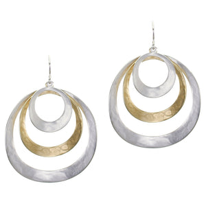 Large Curved and Tiered Rings Wire Earring