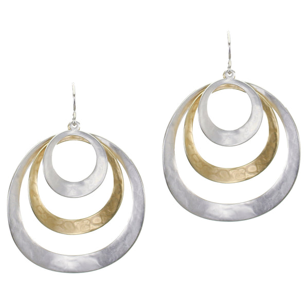 Large Curved and Tiered Rings Wire Earring