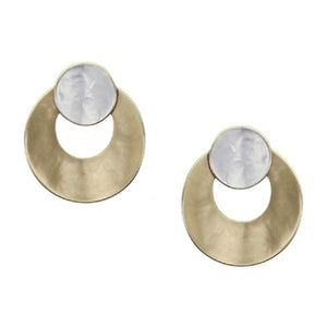 Medium Curved Disc and Ring Post Earring