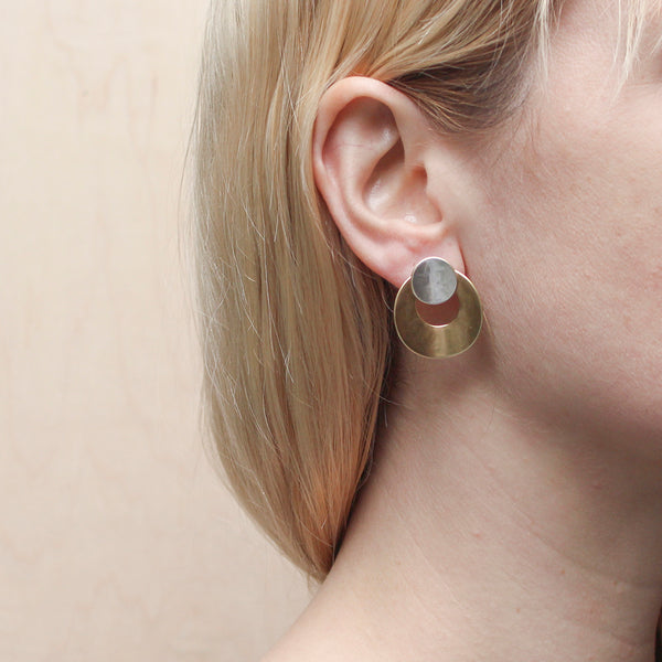 Medium Curved Disc and Ring Post Earring