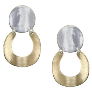 Curved Disc with Curved Horseshoe Clip Earring