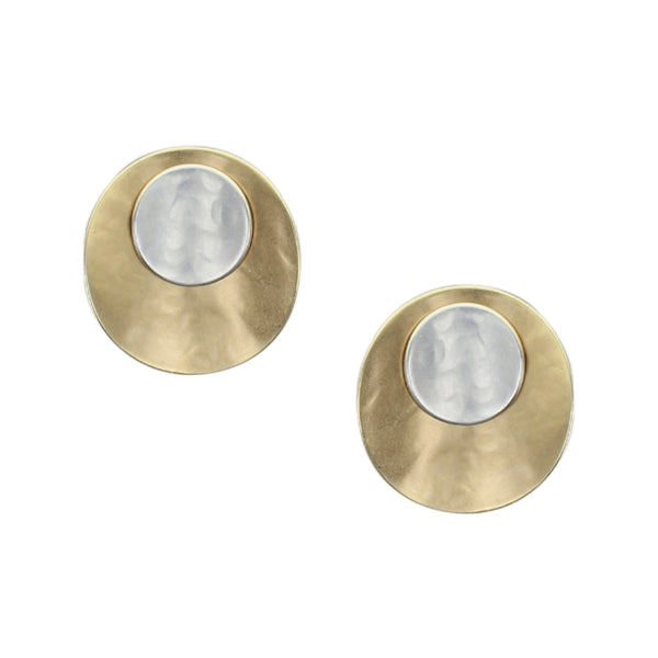 Medium Layered Curved Discs Clip Earring