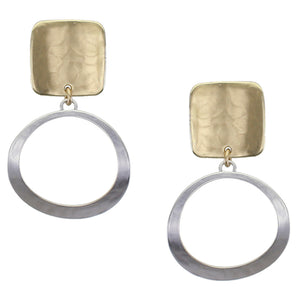 Curved Square with Curved Ring Clip Earring