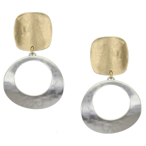 Curved Rounded Square with Curved Ring Clip Earring