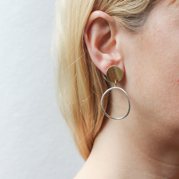 Medium Curved Disc with Hammered Ring Post Earring