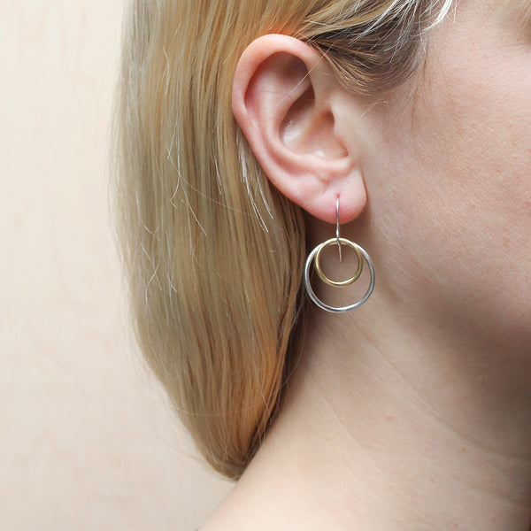 Tiered Hammered Curved Rings Wire Earring