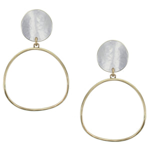 Large Curved Disc with Hammered Ring Clip Earring