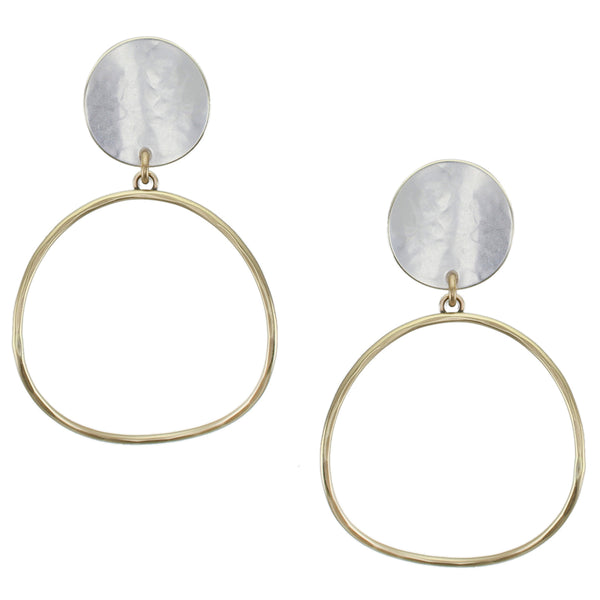 Large Curved Disc with Hammered Ring Clip Earring