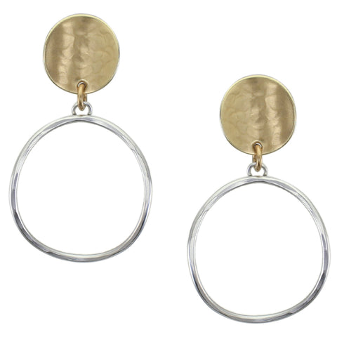 Medium Curved Disc with Hammered Ring Post Earring