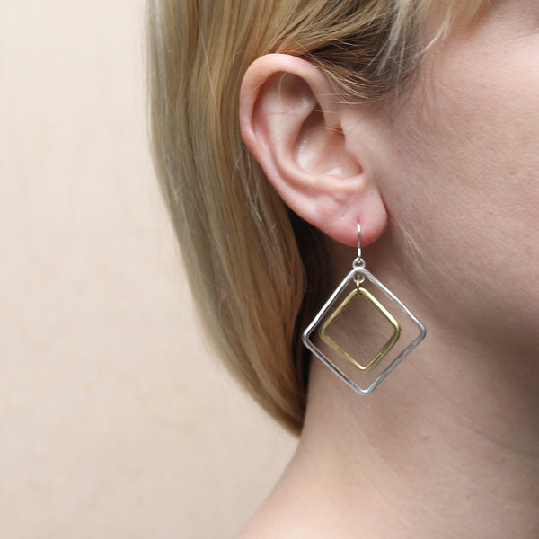 Large Tiered Square Rings Wire Earring