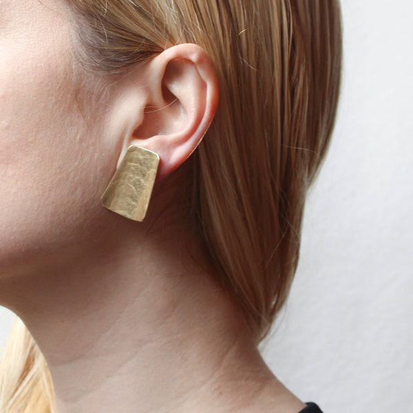 Long Curved Tapered Rectangle Clip Earring