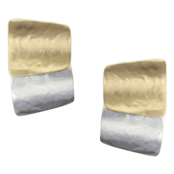 Large Layered Curved Tapered Rectangles Clip Earring