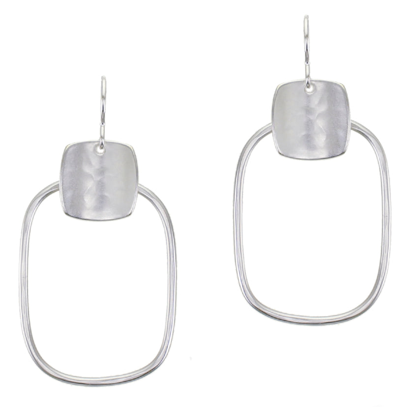 Curved Square with Square Ring Wire Earring