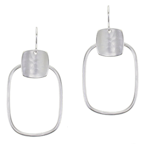 Curved Square with Square Ring Wire Earring