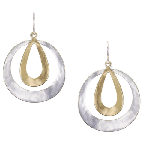 Large Curved Teardrop and Ring Wire Earring