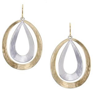 Large Curved Oval and Teardrop Wire Earring