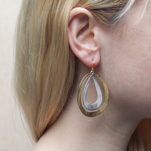 Large Curved Oval and Teardrop Wire Earring