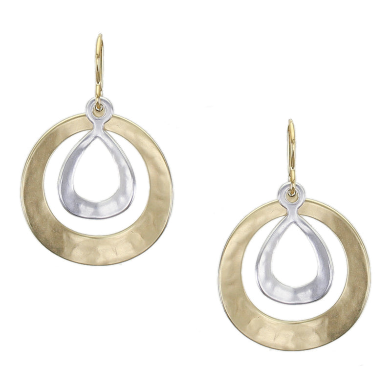 Medium Curved Teardrop and Ring Wire Earring