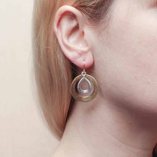 Medium Curved Teardrop and Ring Wire Earring