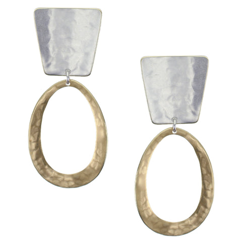 Curved Tapered Rectangle with Large Curved Teardrop Ring Clip Earring