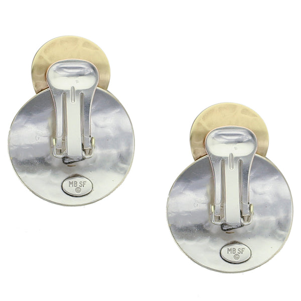 Large Layered Curved Discs Clip Earring