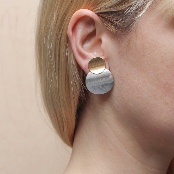 Large Layered Curved Discs Clip Earring