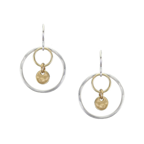 Hammered Rings with Small Disc Wire Earring