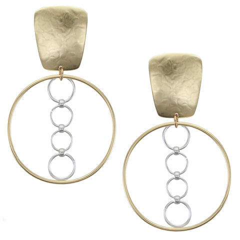 Tapered Rectangle with Large Hoop and Rings Clip Earring
