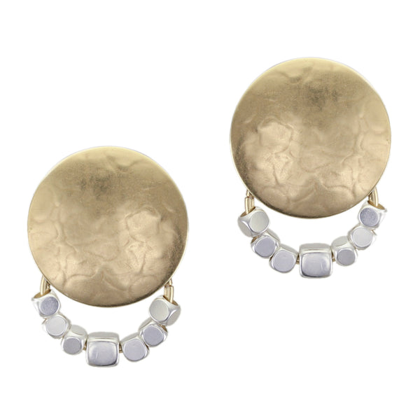 Disc with Cube Beads Clip or Post Earring