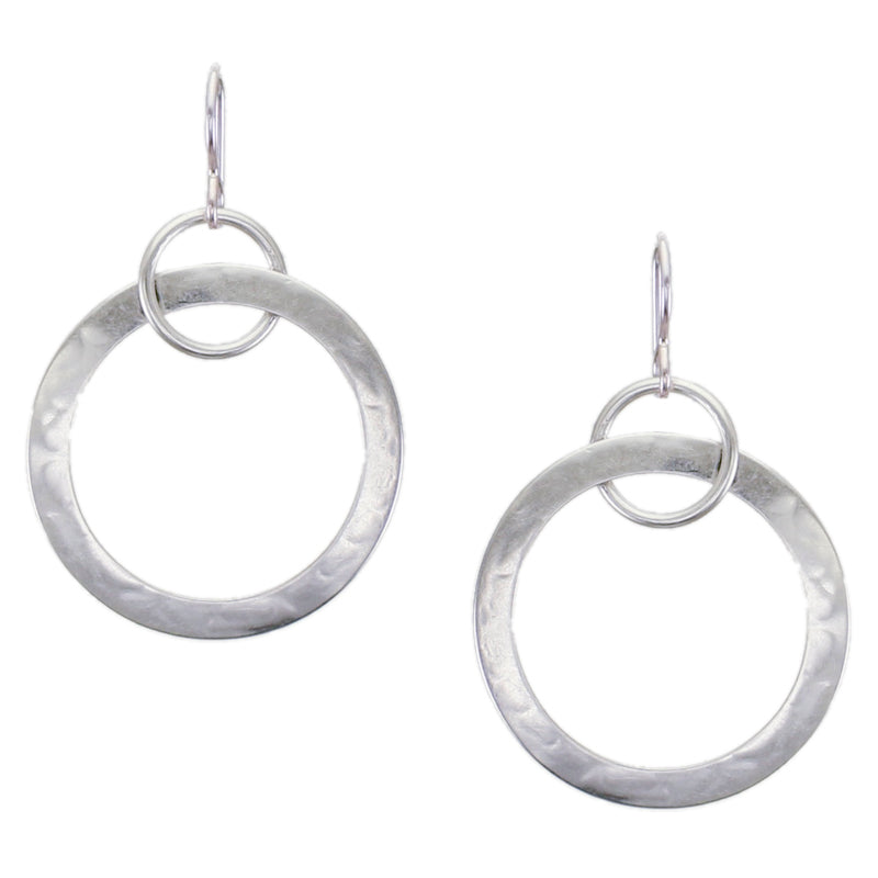 Large Wide Ring with Interlocking Thin Ring Wire Earring