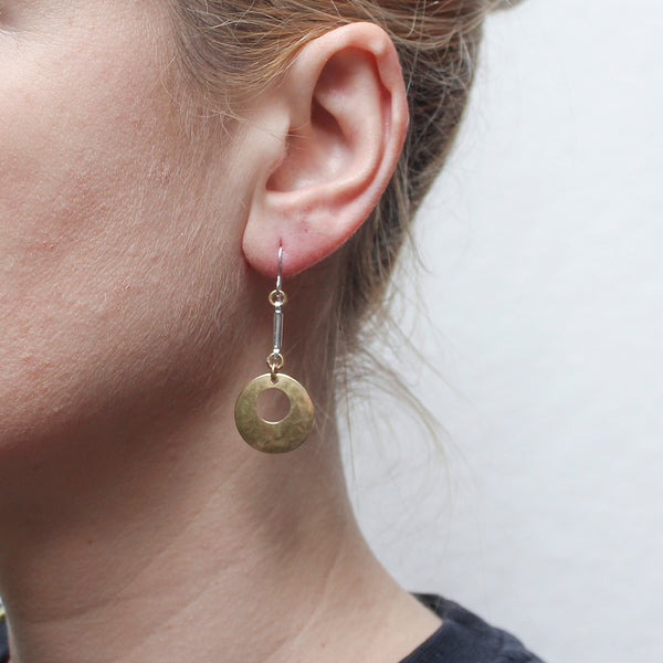 Cutout Disc with Bar Wire Earring