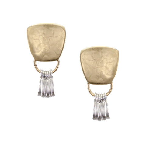 Tapered Square with Ring and Fringe Clip or Post Earring