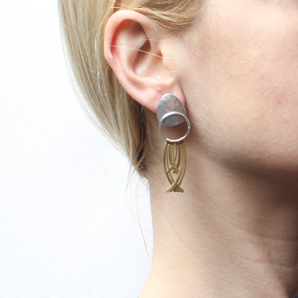 Tapered Disc with Ring and Fringe Clip or Post Earring