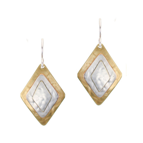 Medium Layered Diamonds Wire Earring
