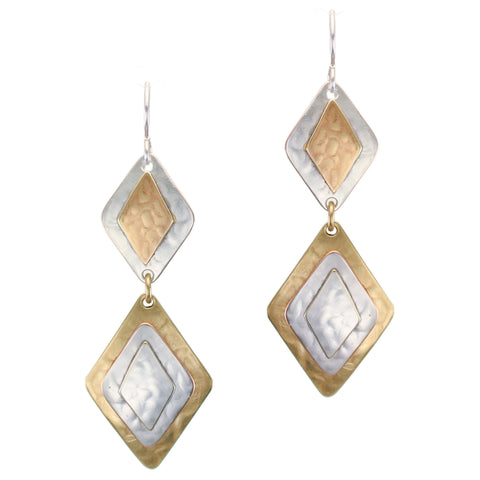 Double Layered Diamods Wire Earring