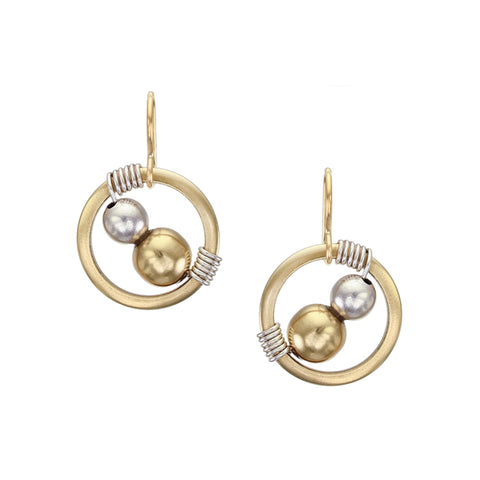 Medium Ring with Two Beads and Wire Wrapping Wire Earring