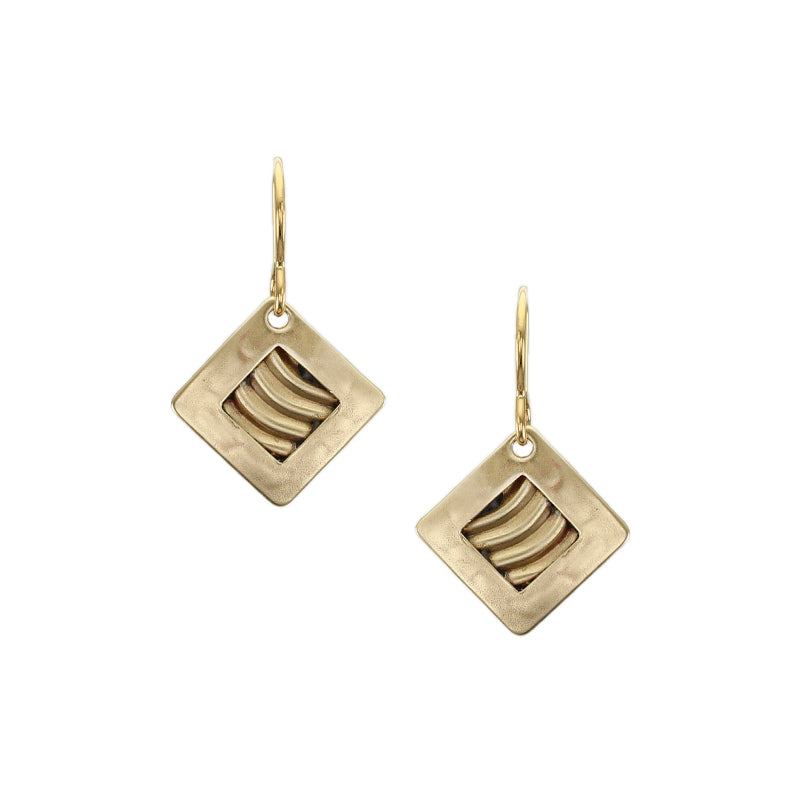 Square Frame with Wavy Center Wire Earring