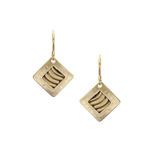 Square Frame with Wavy Center Wire Earring