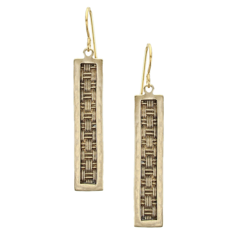 Long Rectangle Frame with Basketweave Center Wire Earring