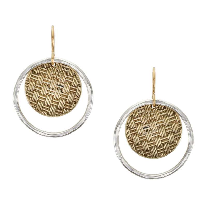 Basket Weave Disc with Ring Wire Earring