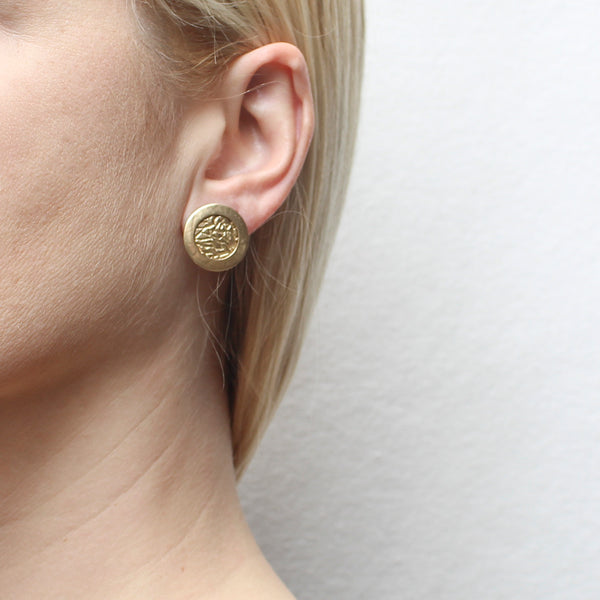 Small Circular Frame with Crinkle Center Post Earring