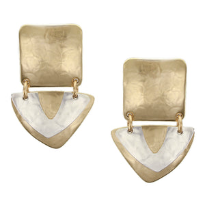 Square with Hinged Fin and V Clip Earring