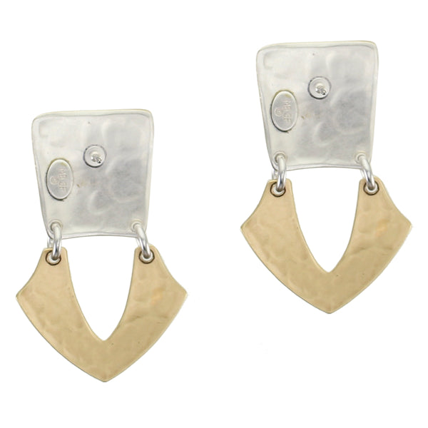 Tapered Square with Horseshoe Post or Clip Earring