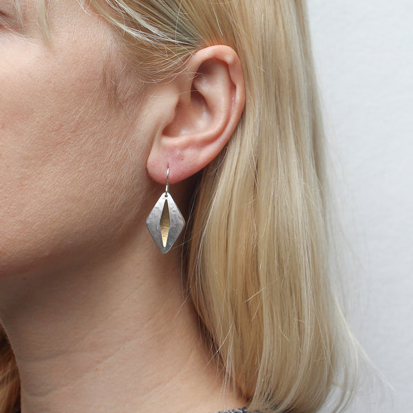 Layered Diamonds with Cutout Wire Earring